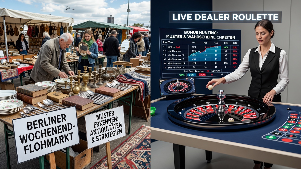 Smartphone-Nutzer bei der Interaktion mit Live-Roulette während eines städtischen Markttages
