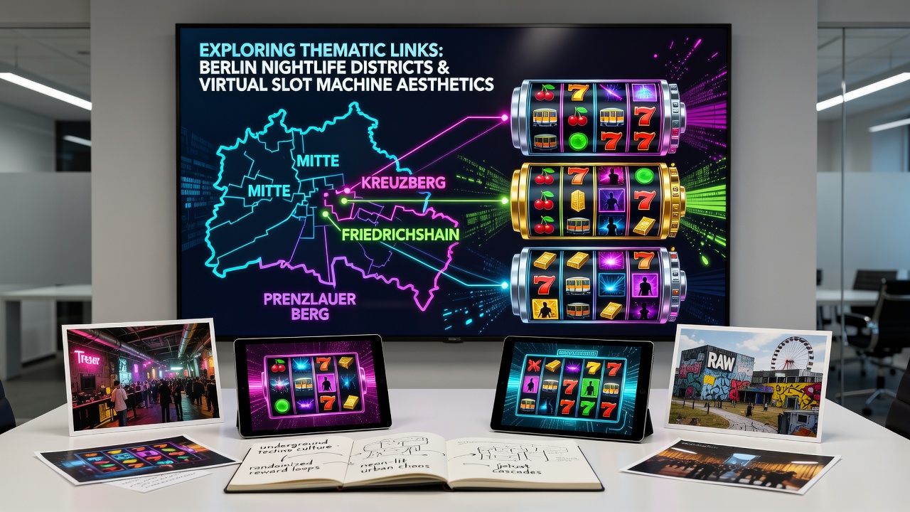Virtuelle Slot-Maschinen mit Neon- und Street-Art-Elementen, inspiriert von Berlins Nachtleben