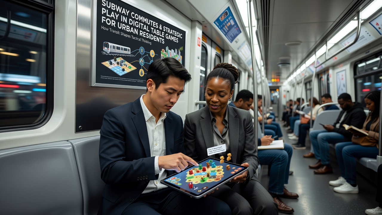 Strategisches Spiel auf Smartphones in der U-Bahn